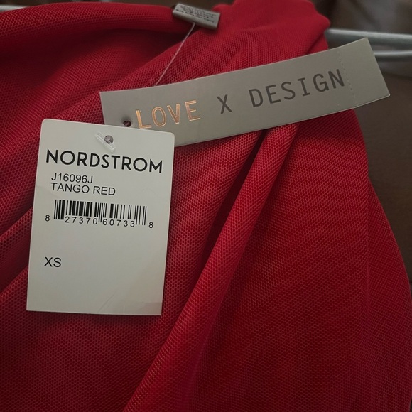 NWT Love X Design Womens Red Chiffon Midi Bodycon Dress Size XS - Picture 3 of 4